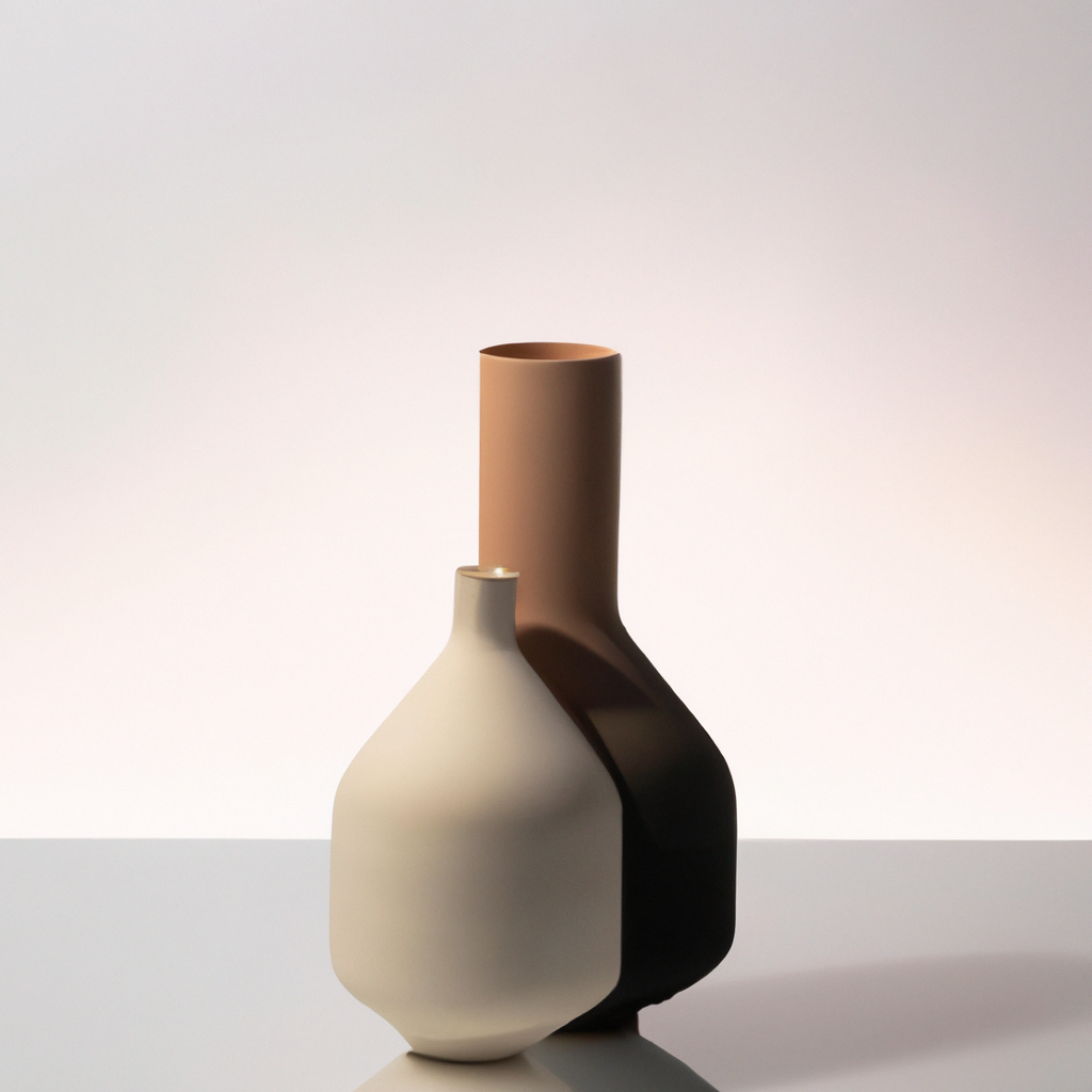 세라믹 화병 제품 촬영, 그라데이션 라이트와 부드러운 그림자, 미니멀 배경